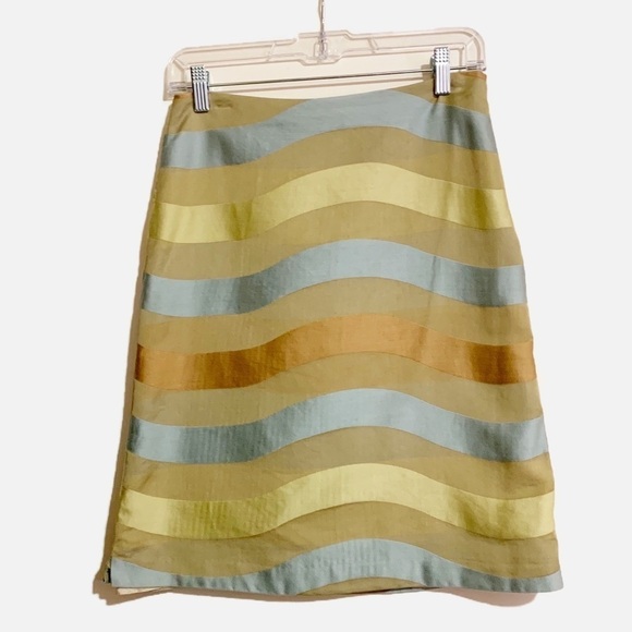 J. McLaughlin Multi Block Striped Lined Pencil Midi Skirt. Size 4 - Picture 1 of 5